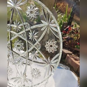 ANCHOR HOCKING VINTAGE HEAVY STAR OF DAVID GLASS PLATTER EAPG